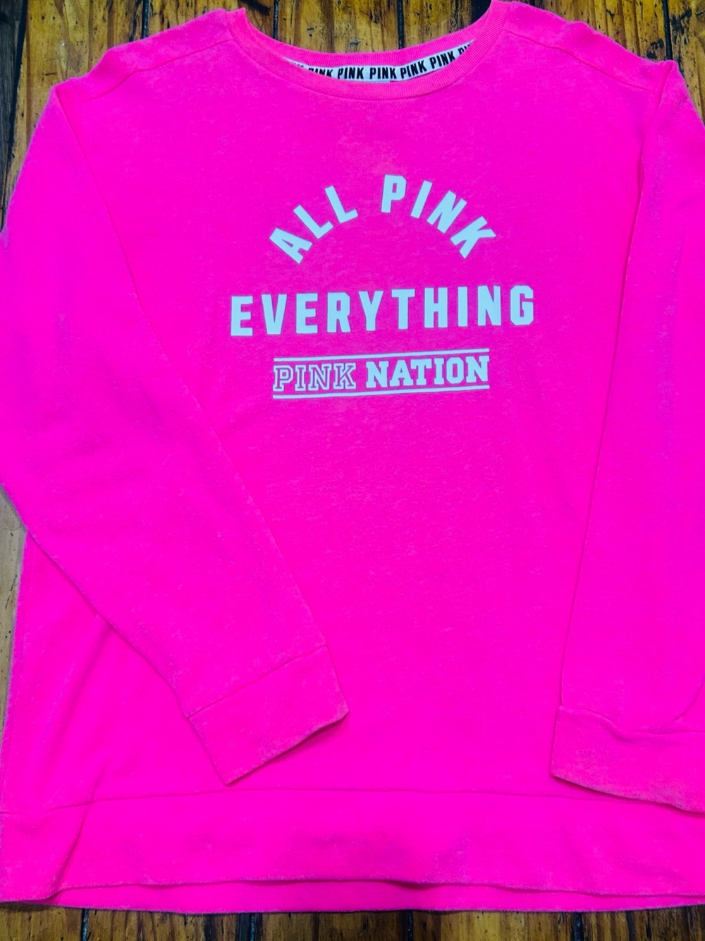 Victoria's Secret PINK Neon Hot Pink Crew Sweater